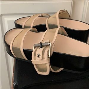 Rag and Bone Evin Nude Mesh Platform Slide Sandal Size 10